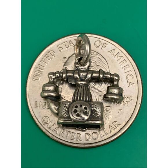 Phone French Style Sterling Silver Jewelry Charm #communicate - Picture 4 of 4